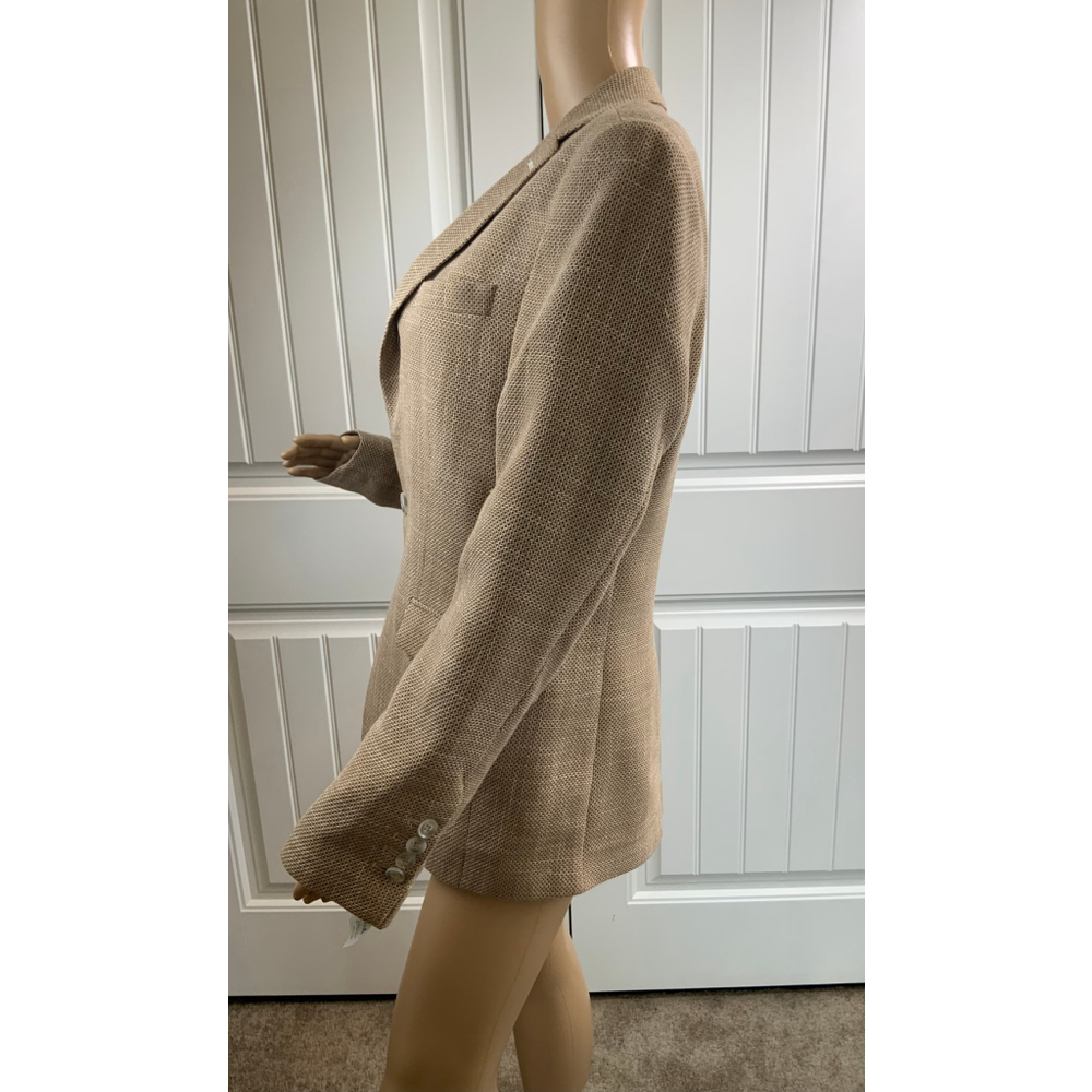 Xram Women's Tan Blazer Med Notched Lapel Office Business Preppy Light Academia - Picture 10 of 16